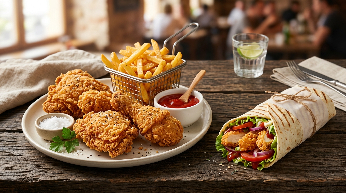 Mouth-watering Bamboo Fried Chicken & Chips
